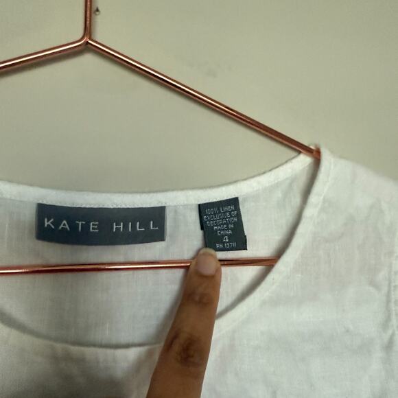 Kate Hill Tank Womens Linen Top 4 Lace Side Zip Lightweight Whimsy Lagom Cottage - Picture 4 of 6